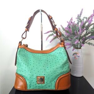 Dooney and Bourke Ostrich Embossed Leather Hobo Handbag in Spearmint